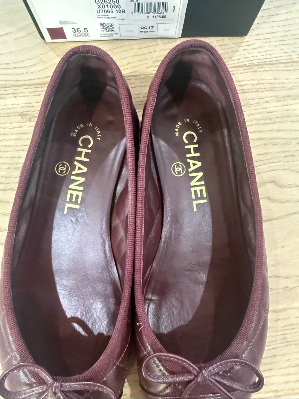 CHANEL Burgundy Quilted CC Bow Ballet Flats - Picture 5 of 7